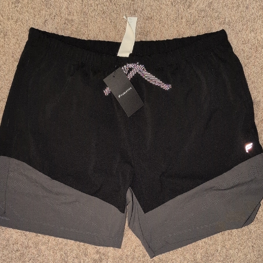 Fabletics Men's Black and Gray Athletic Shorts